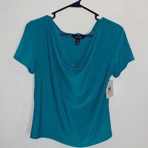 Womens Ellen Tracy Aqua Dress Top